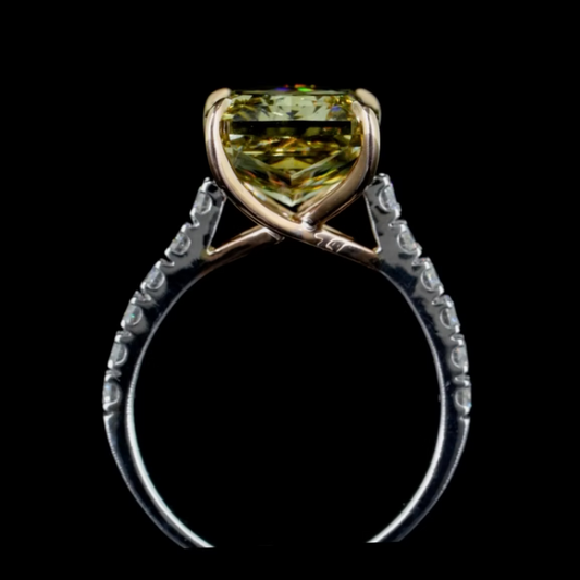 7.27 ct. Dark Yellow Diamond Pavé Ring