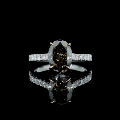 3.41 ct. Dark Yellow Solitaire Pavé Ring