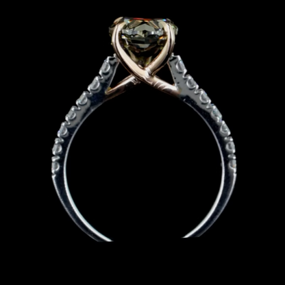 3.41 ct. Dark Yellow Solitaire Pavé Ring