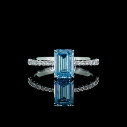2.01 ct. Blue Emerald Diamond Solitaire Ring