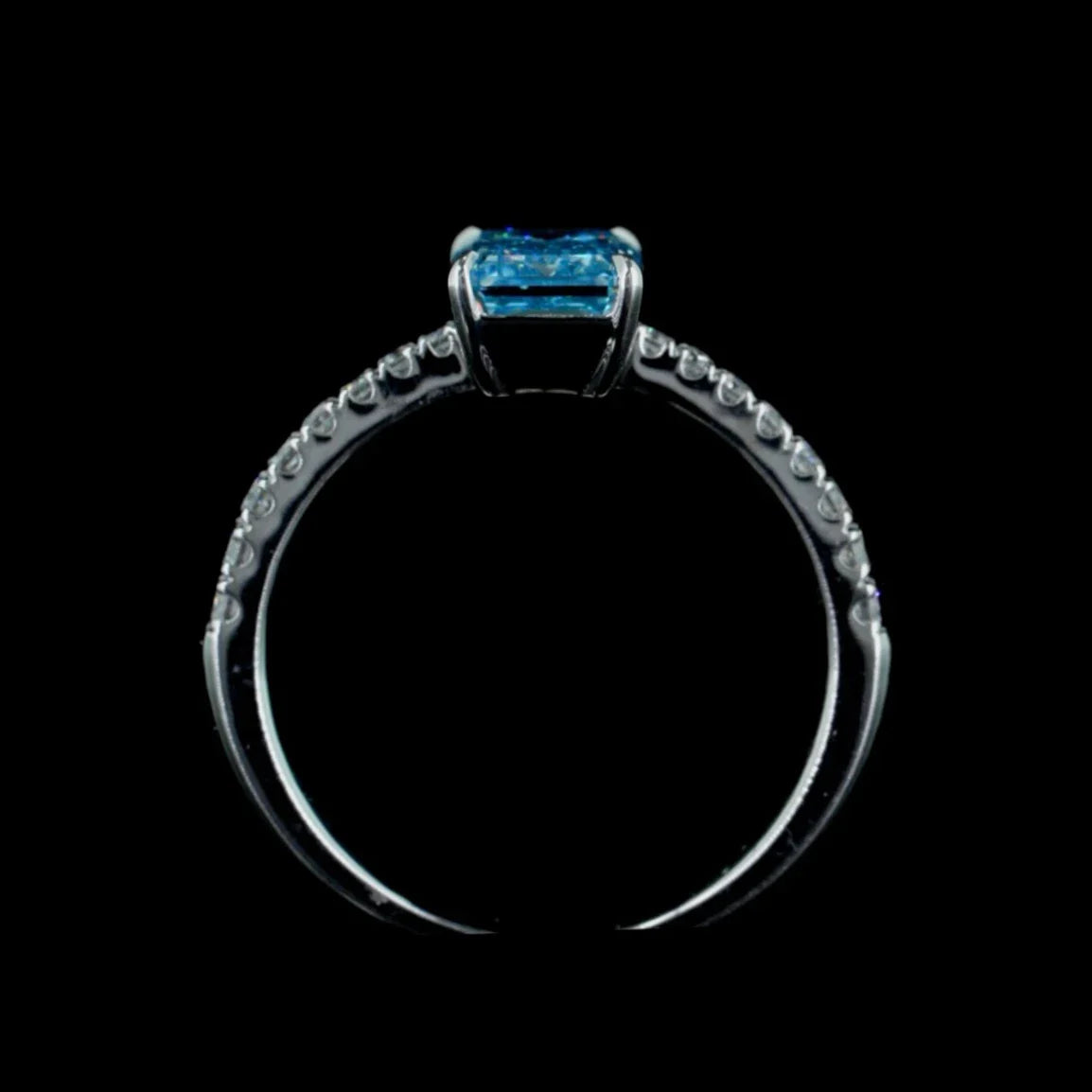 2.01 ct. Blue Emerald Diamond Solitaire Ring