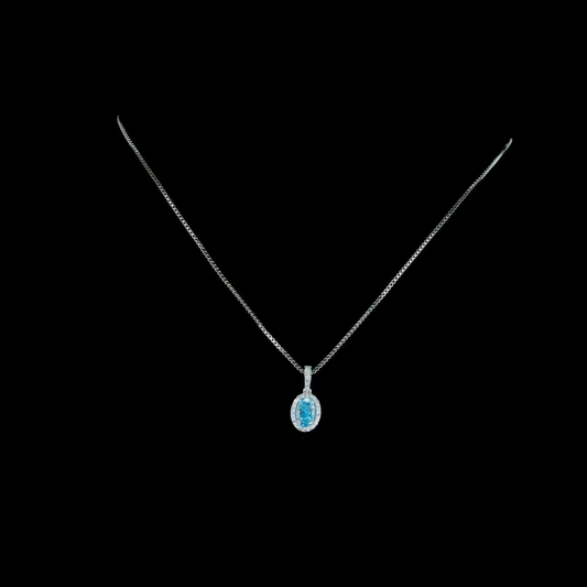 0.91 ct. Blue Diamond Halo Pendant