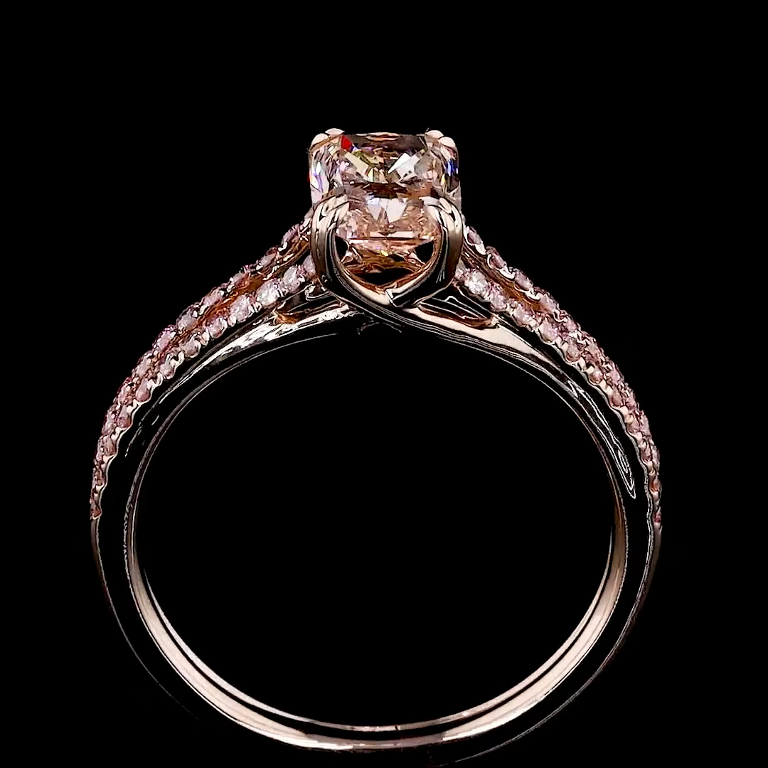 1.05 ct. Pink Cushion Diamond Pavé Ring