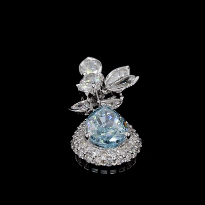 1.12 ct. Fancy Vivid Blue Pear Diamond Halo Drop Earrings