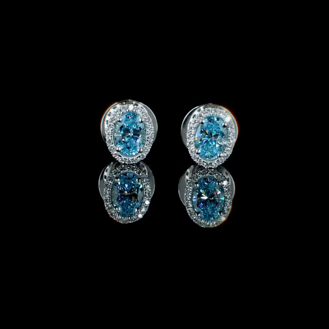 1.13 ct. Blue Halo Diamond Stud Earrings