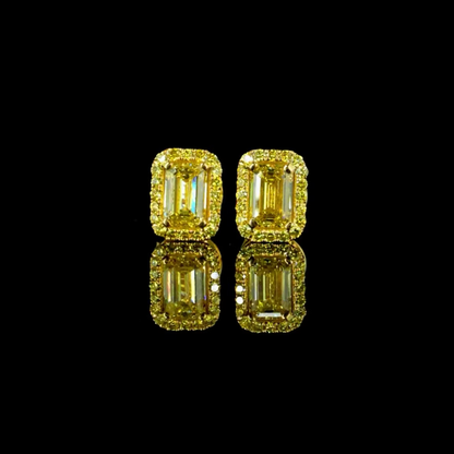 1.49 ct. Yellow Halo Diamond Stud Earrings