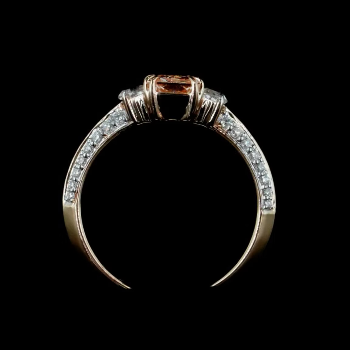 1.07 ct. Pink Diamond Pavé Side-Stone Ring
