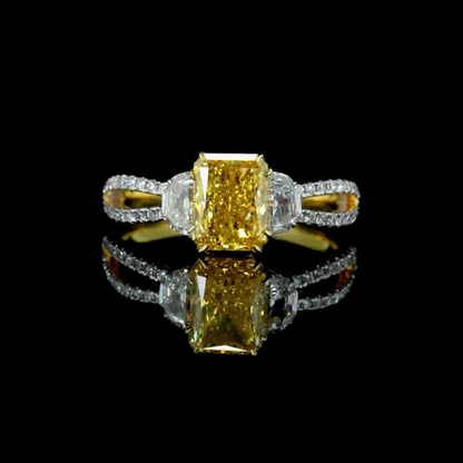 1.38 ct. Yellow Radiant Three-Stone Ring