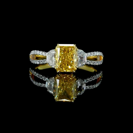 1.38 ct. Yellow Radiant Three-Stone Ring