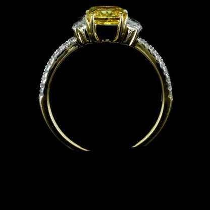 1.38 ct. Yellow Radiant Three-Stone Ring