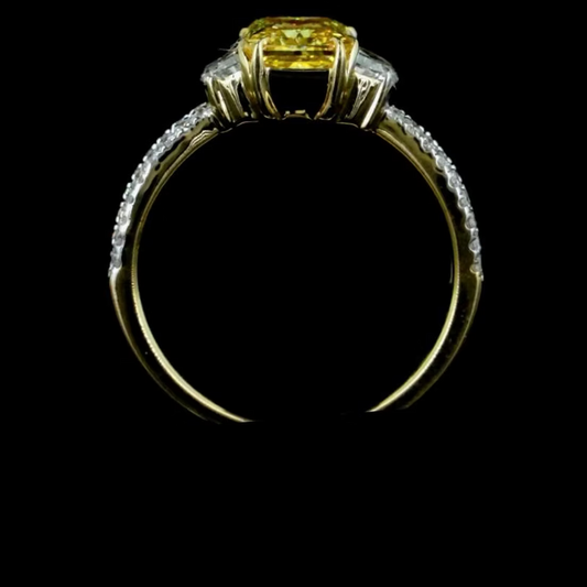 1.38 ct. Yellow Radiant Three-Stone Ring