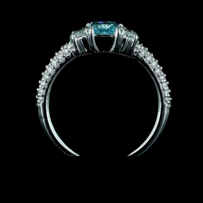 1.08 ct. Blue Diamond Side Stone Ring