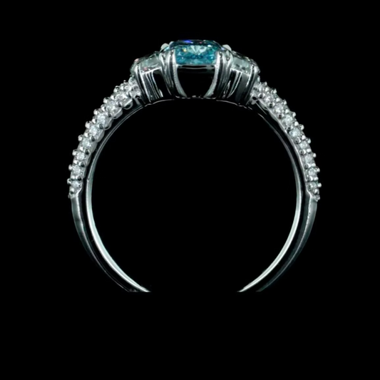 1.08 ct. Blue Diamond Side Stone Ring