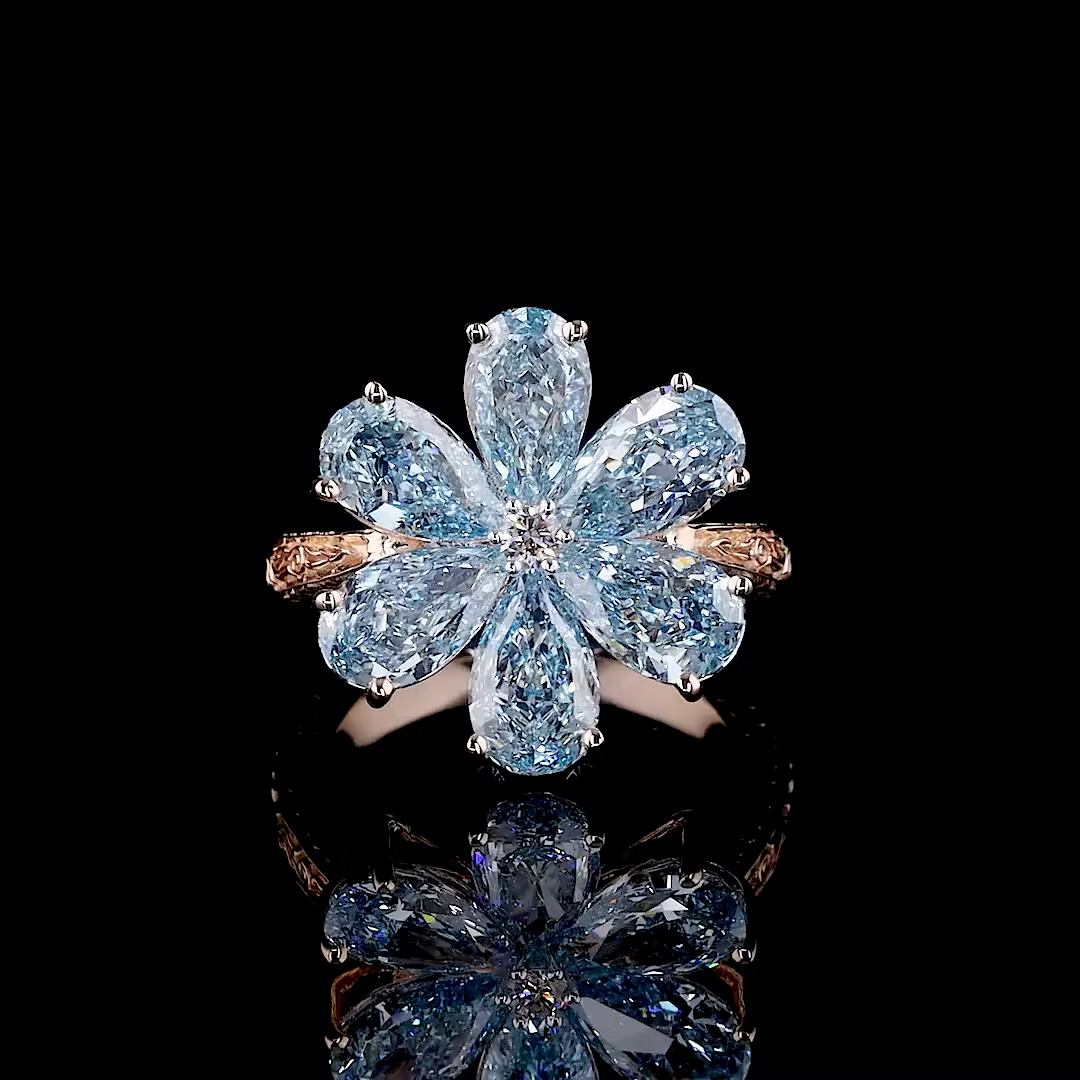 6.72 ct. Blue Diamond 6-Piece Floral Ring
