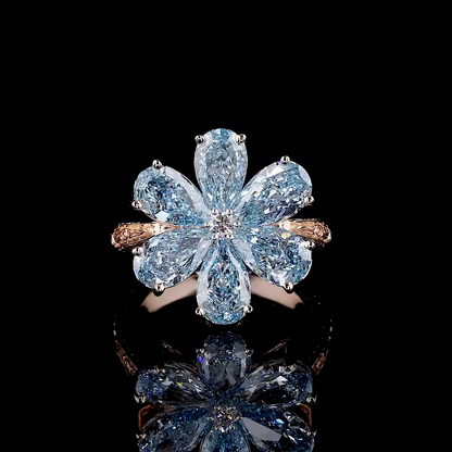 6.72 ct. Blue Diamond 6-Piece Floral Ring