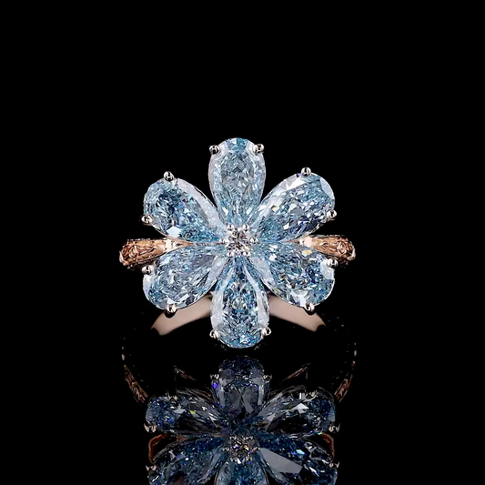 6.72 ct. Blue Diamond 6-Piece Floral Ring