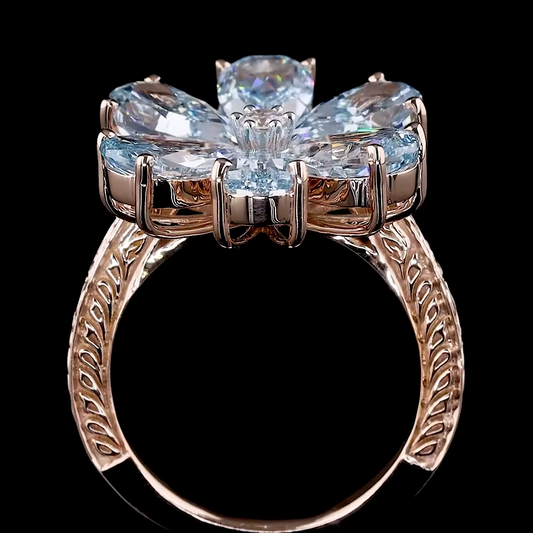 6.72 ct. Blue Diamond 6-Piece Floral Ring