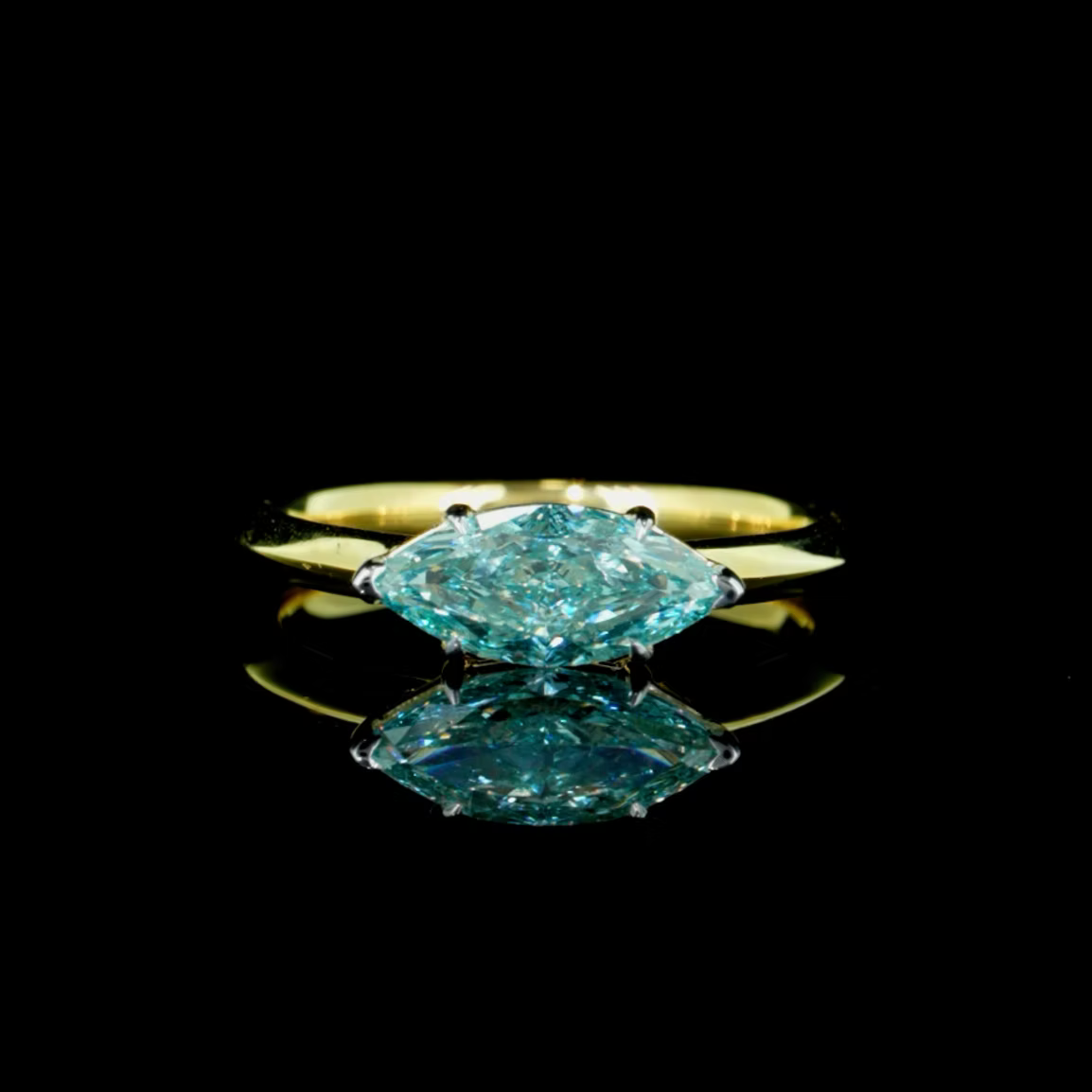 1.56 Ct. Blue Green Marquise Solitaire Ring