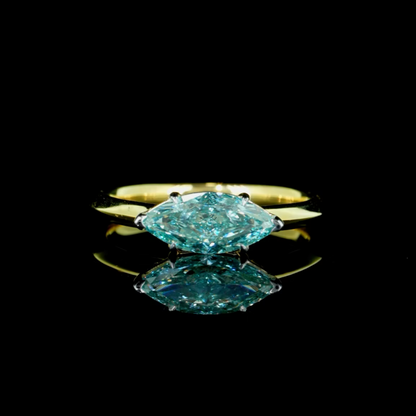 1.56 Ct. Blue Green Marquise Solitaire Ring