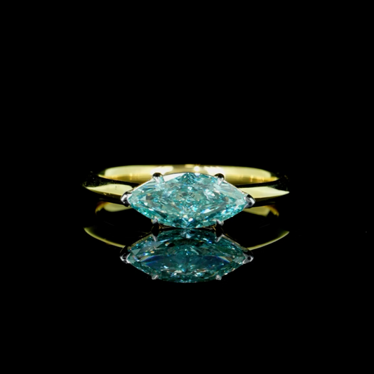 1.56 Ct. Blue Green Marquise Solitaire Ring