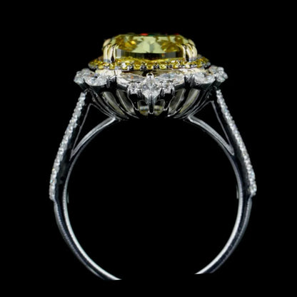8.20 ct. Yellow Cushion Diamond Double Halo Ring