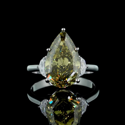 6.32 ct. Yellow Diamond Side Stone Ring