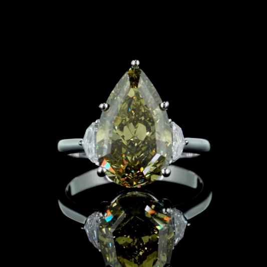 6.32 ct. Yellow Diamond Side Stone Ring