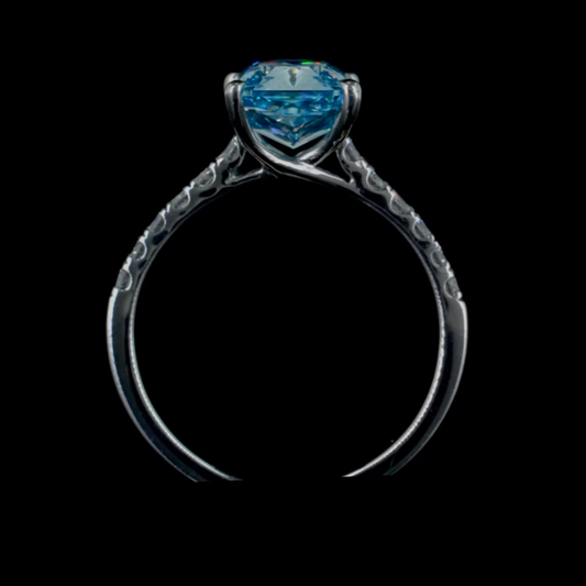 2.78 ct. Blue Diamond Pavé Ring