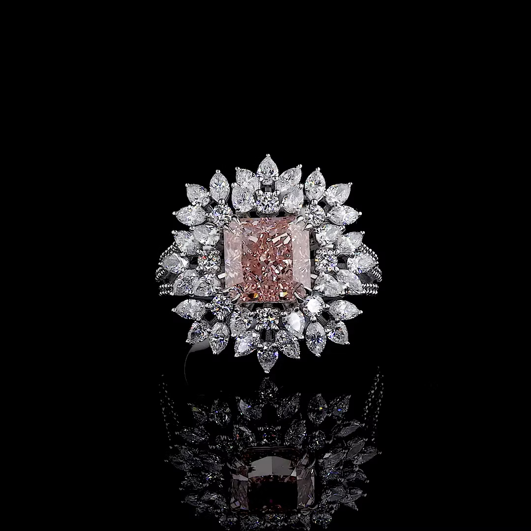 4.33 ct. Pink Diamond Floral Halo Ring