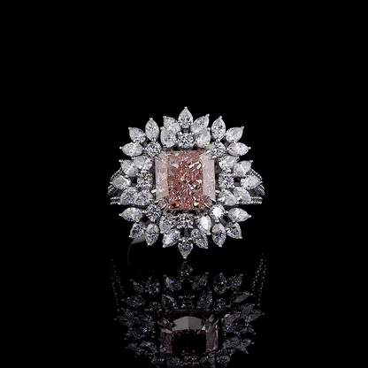 4.33 ct. Pink Diamond Floral Halo Ring