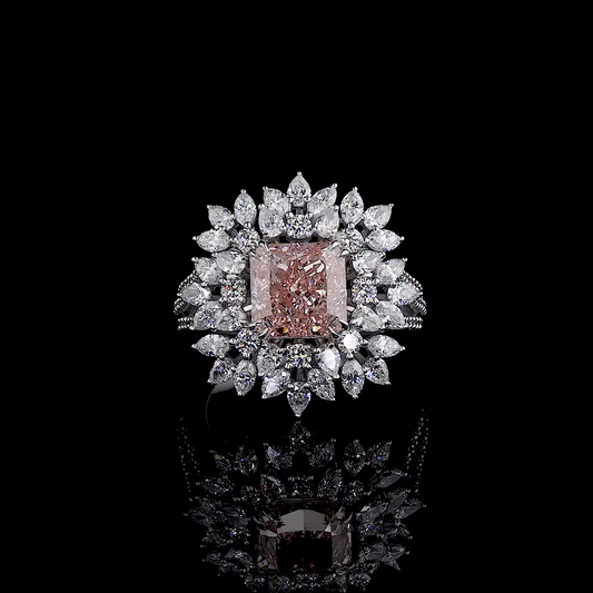 4.33 ct. Pink Diamond Floral Halo Ring