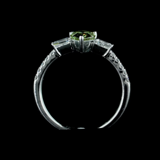 1.04 ct. Green Diamond Pavé Side-Stone Ring