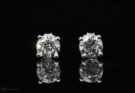 14k White Gold Earing Studs 0.92 -2 CTW