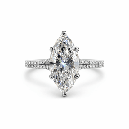 Aurelia Marquise Luxe 14K Gold Pavé Solitaire Ring