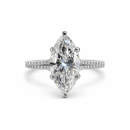 Aurelia Marquise Luxe 14K Gold Pavé Solitaire Ring