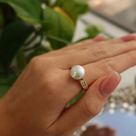 Celeste Pearl & Diamond Ring