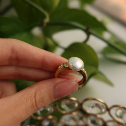 Celeste Pearl & Diamond Ring