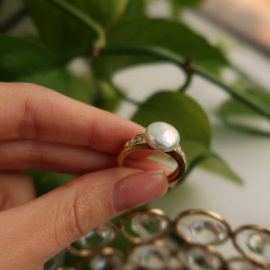 Celeste Pearl & Diamond Ring