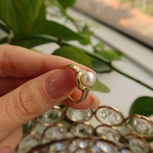 Classic Pearl and Diamond Accent Ring