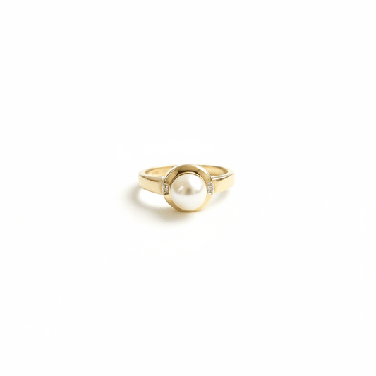 Classic Pearl and Diamond Accent Ring