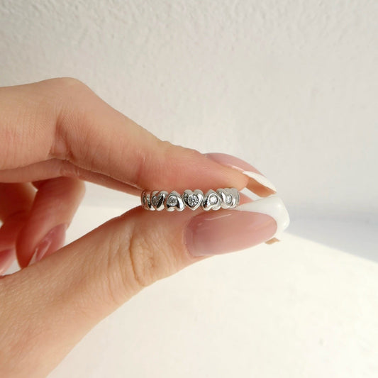 Diamond Heart Eternity Band in 14K Yellow Gold