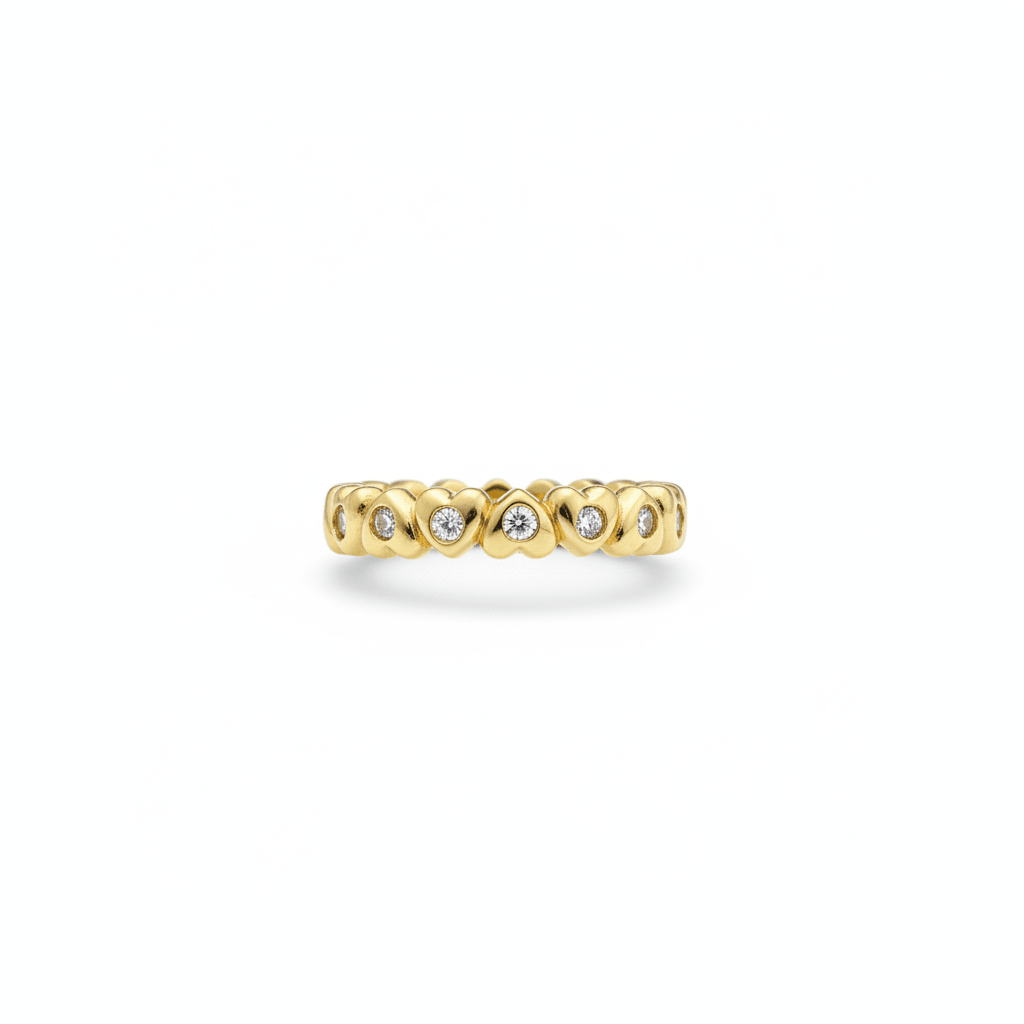 Diamond Heart Eternity Band in 14K Yellow Gold