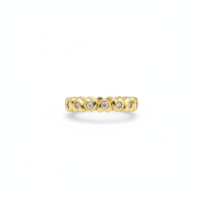 Diamond Heart Eternity Band in 14K Yellow Gold