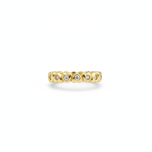 Diamond Heart Eternity Band in 14K Yellow Gold