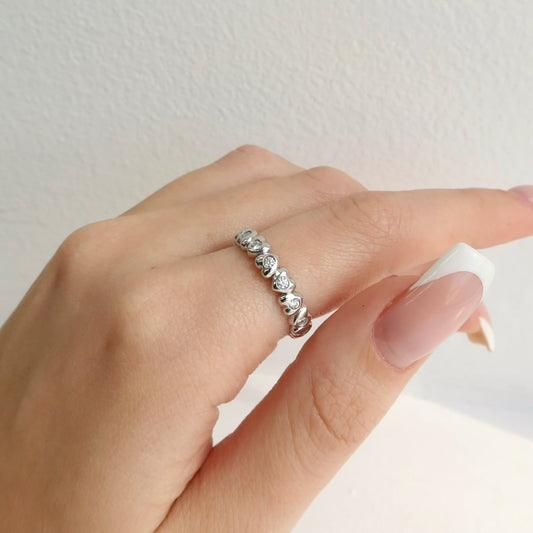Diamond Heart Eternity Band in 14K Yellow Gold