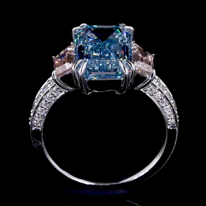1.90 ct. Blue Emerald Three-Stone Ring