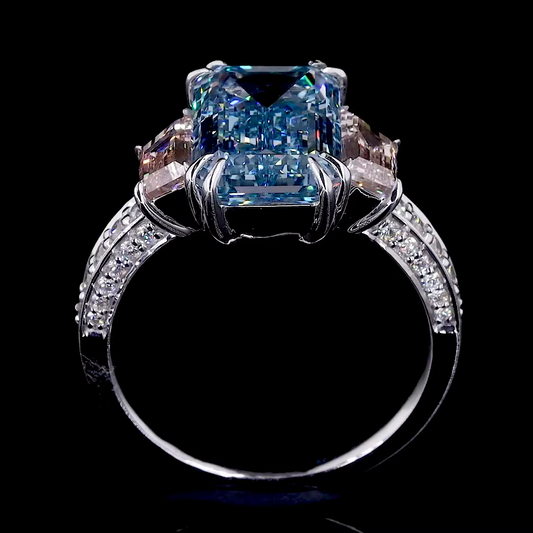1.90 ct. Blue Emerald Three-Stone Ring