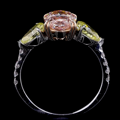 3.05 ct. Yellow Asscher Three-Stone Ring