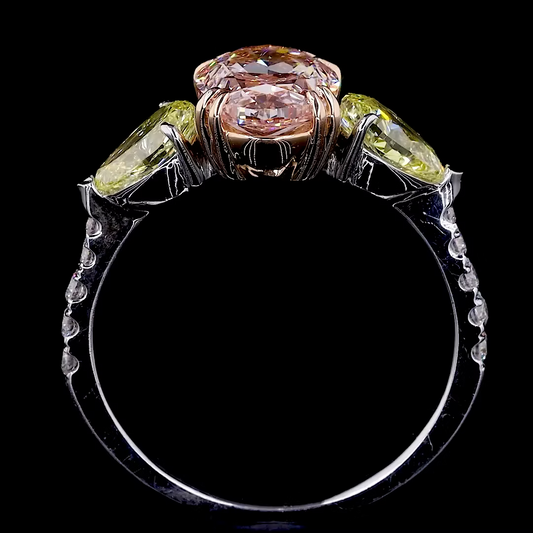 3.05 ct. Yellow Asscher Three-Stone Ring