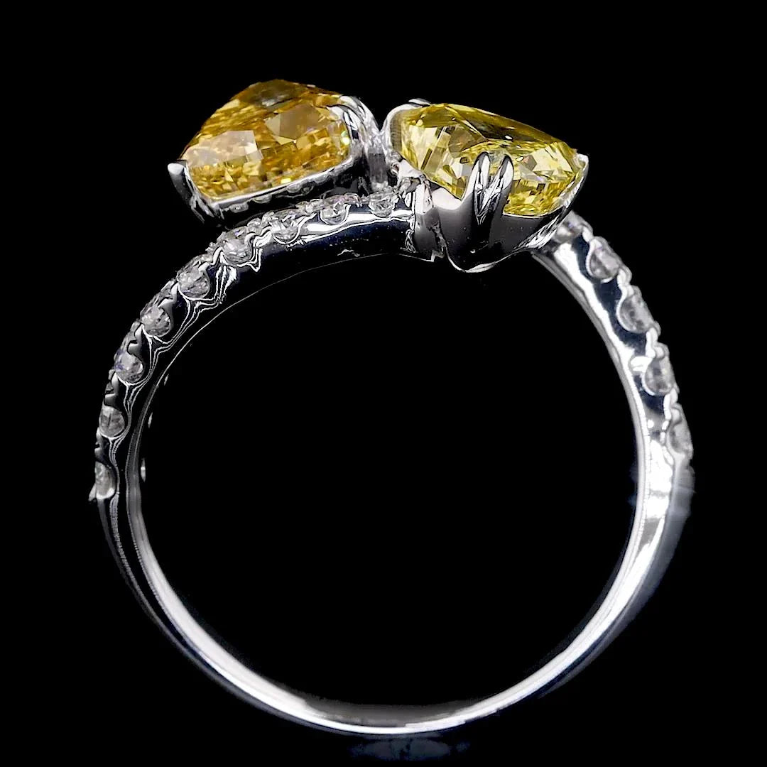 2.74 ct. Yellow Heart Lab Diamond Bypass Ring